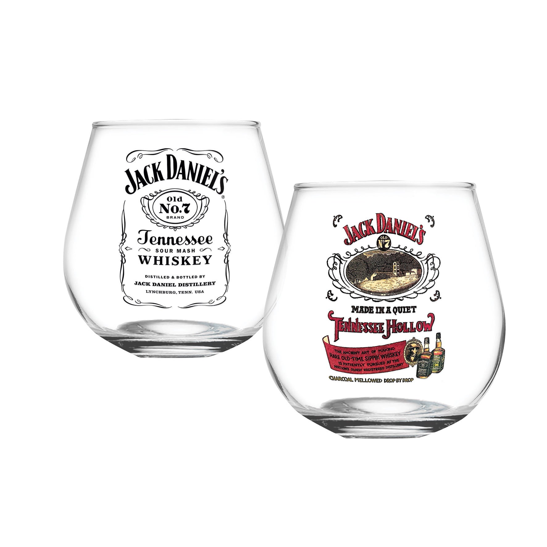 Jack Daniels Heritage Design Globe Glasses Set of 2