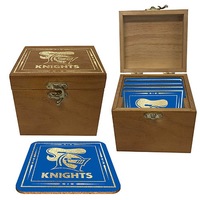 Newcastle Knights NRL Cork Back Drink Coasters in Wooden Case Box