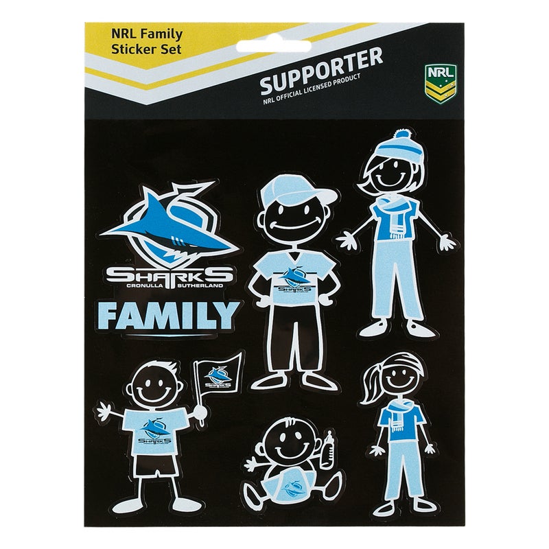NRL Cronulla Sharks FAMILY Car Sticker Sheet
