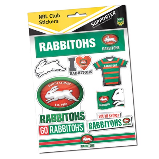 South Sydney Rabbitohs NRL LOGO Sticker Sheet for Car Bumper School Books