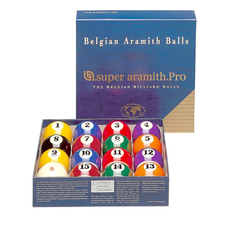 Aramith Super Pro Cup Pool Balls with Dotted Cue Ball 2 & 1/4" inch