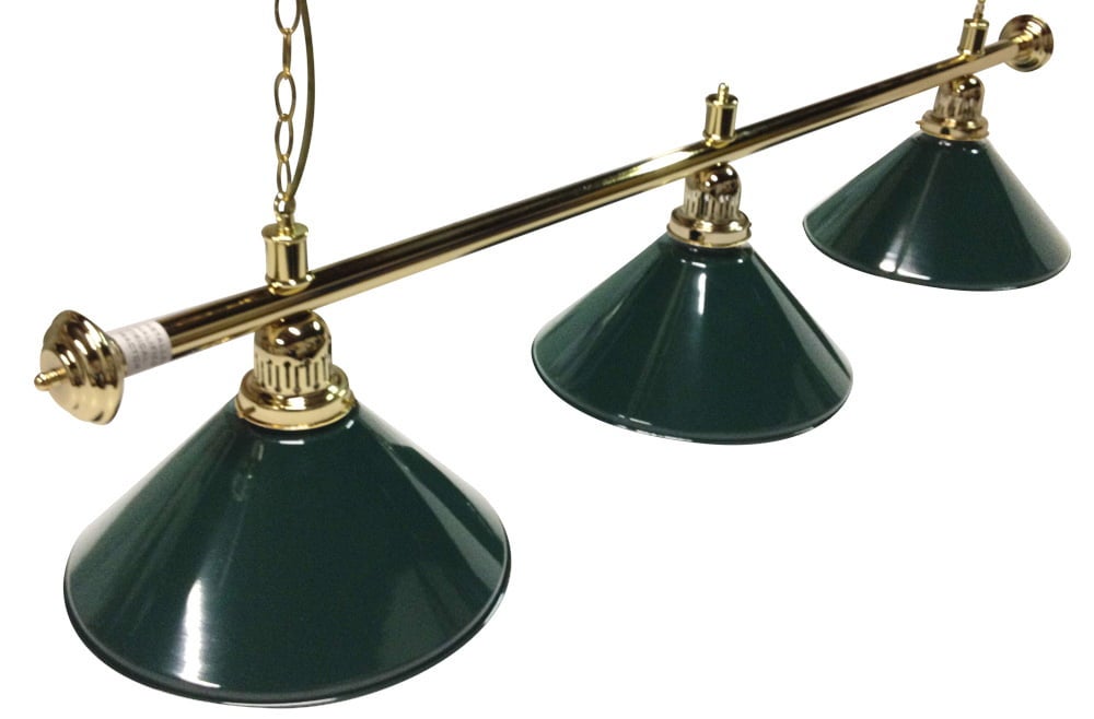 61" Metal Pool Table Light Billiard Lamp Brass W Black Shades 