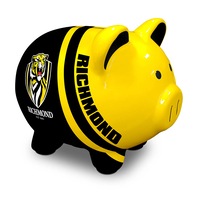 Richmond Tigers AFL Dolomite Piggy Bank Money Box with Coin Slot