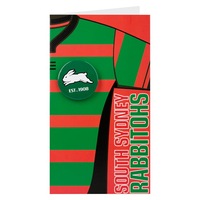 South Sydney Rabbitohs NRL Greeting Card with Badge Birthday Christmas Mothers day Fathers Day