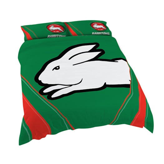 South Sydney Rabbitohs NRL QUEEN Bed Quilt Doona Duvet Cover & Pillow Cases Set NEW