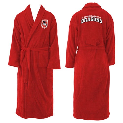 St George Illawarra Dragons NRL Adult Polyester Dressing Gown Bath Robe