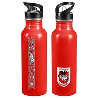 St George Illawarra Dragons NRL Aluminium 750ml Sipper Drink Bottle SOLID COLOUR