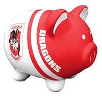 St George Illawarra Dragons NRL Dolomite Piggy Bank Money Box with Coin Slot