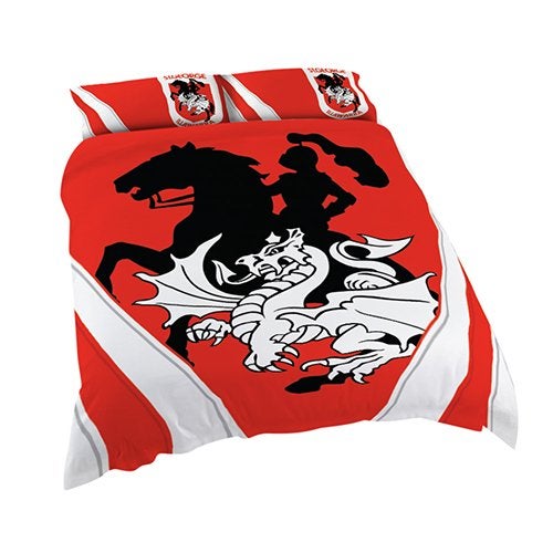 St George Illawarra Dragons NRL KING Bed Quilt Doona Duvet Cover & Pillow Cases Set NEW