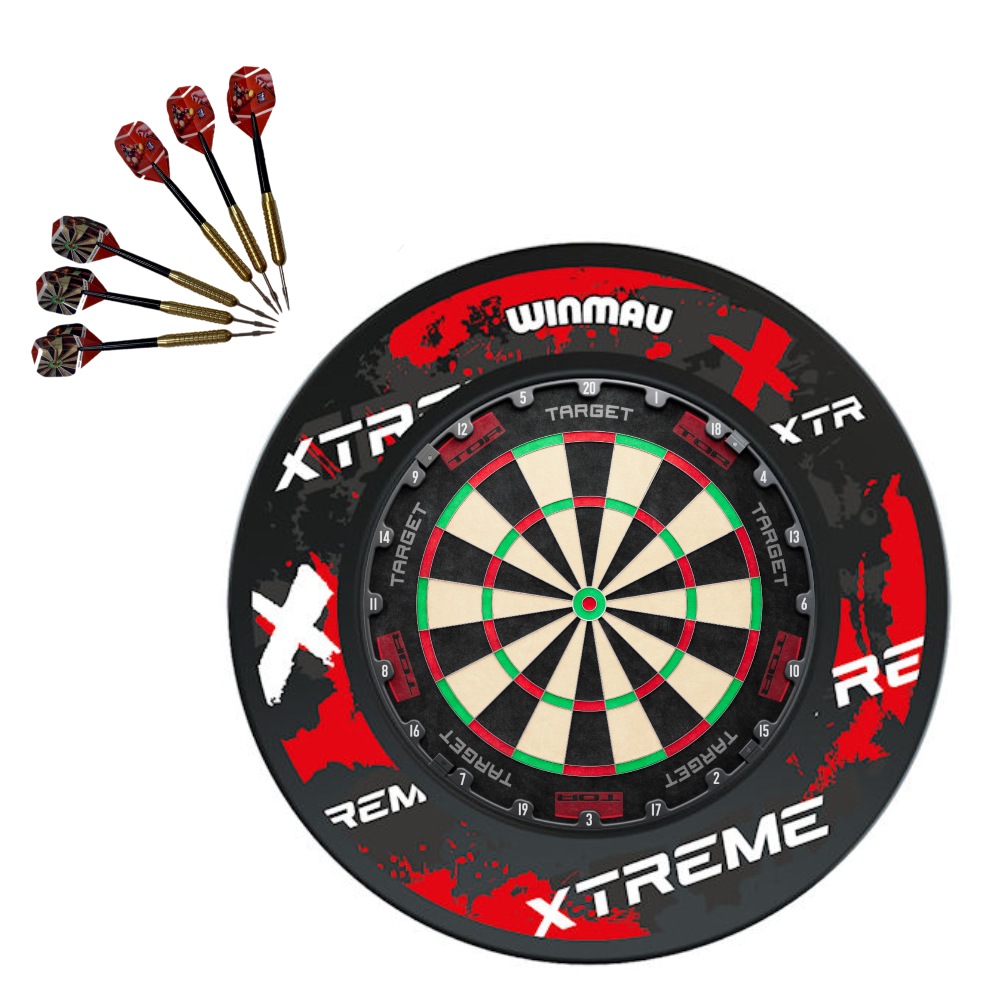 Buy Target Darts TOR Dart Board + Winmau Retro Red Surround + Darts Set ...