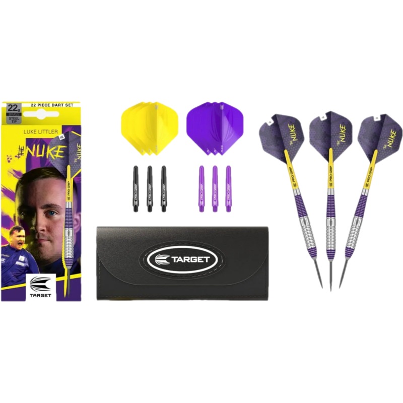 Buy Target Luke The Nuke Littler Brass 22 Gram Steel Tip Darts Set - MyDeal