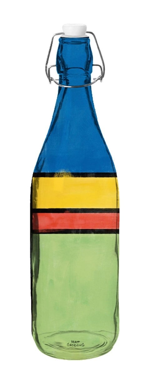 The Simpsons Marge Design Glass Water Bottle with Clip Top