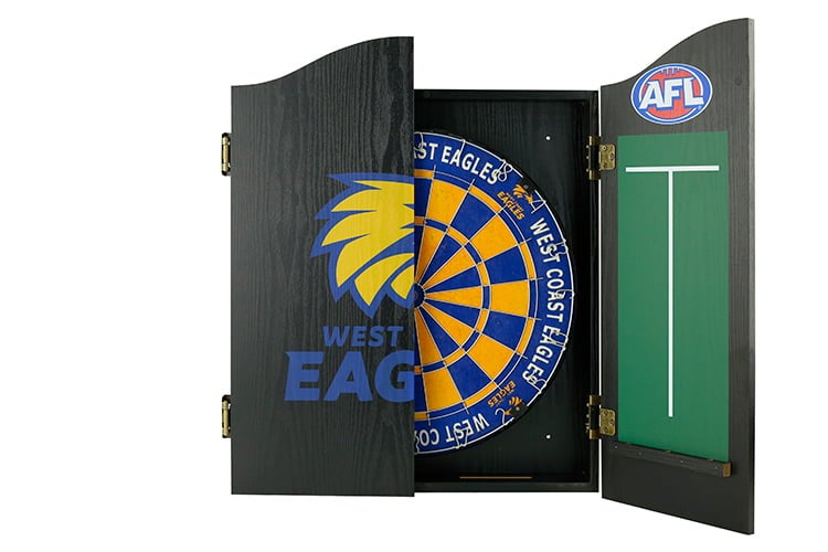 West Coast Eagles AFL Dart Board and Cabinet Set