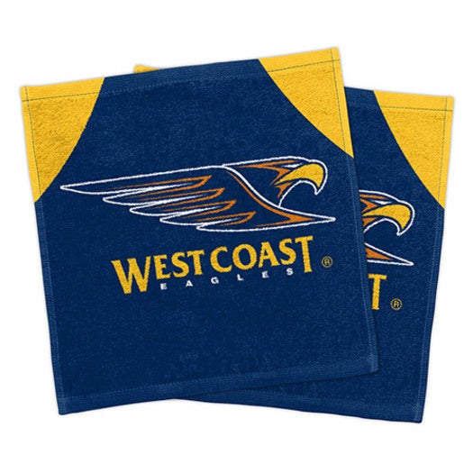 West Coast Eagles AFL Set of 2 Face Washers