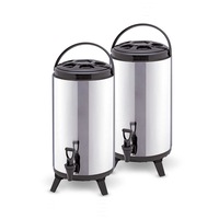 SOGA 2 x 8L Portable Insulated Cold/Heat Coffee Bubble Tea Pot Beer Barrel With Dispenser