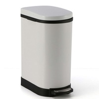 SOGA Foot Pedal Stainless Steel Rubbish Recycling Garbage Waste Trash Bin 10L U White