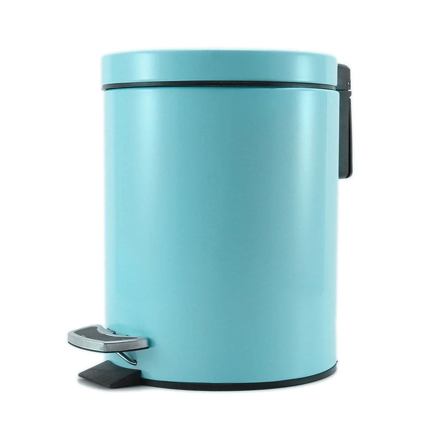 SOGA 7L Modern Foot Pedal Trash Bin Waste Kitchen Bathroom Stainless Steel Round Blue