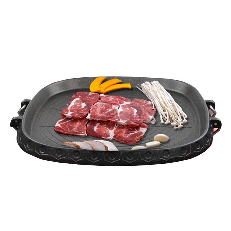 Portable Korean BBQ Grill Pan Non-Stick Grill Plate Stove Cooker Party Picnic Terrace Beach Barbecue Tray I.423824659