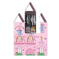 SOGA 10 Cubes DIY Castle Print Portable Wardrobe Divide-Grid Modular Storage Organiser Foldable Closet