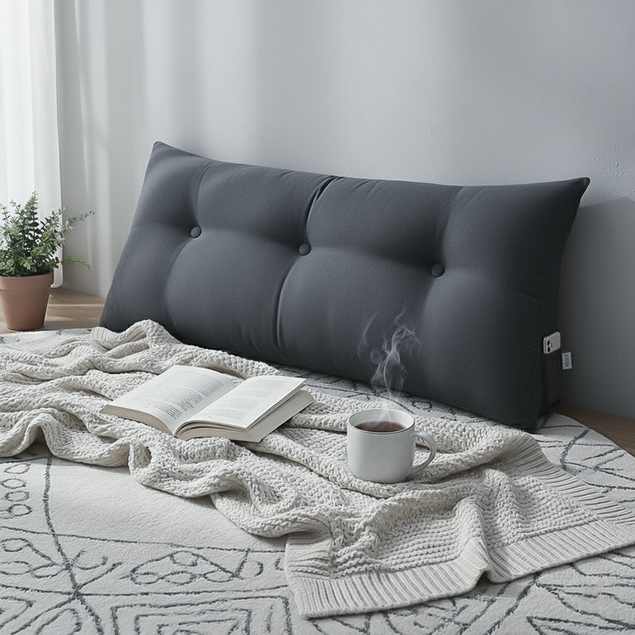SOGA 100cm Dark Grey Triangular Wedge Bed Pillow Headboard Backrest Bedside Tatami Cushion Home Decor