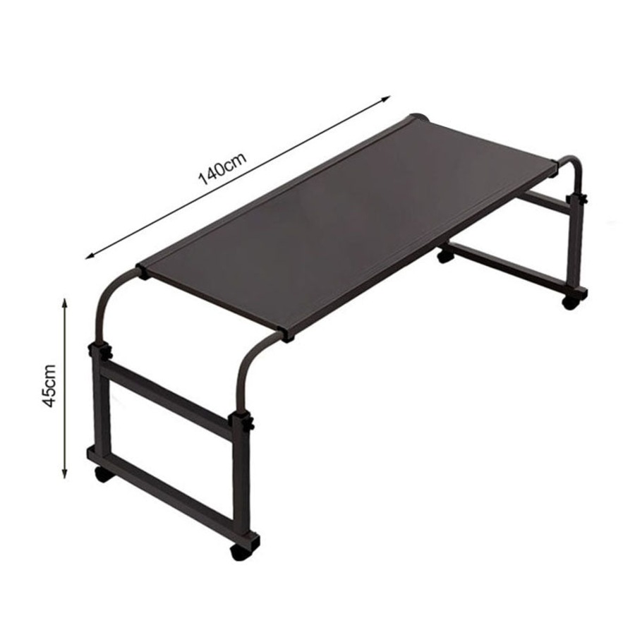 SOGA 140x45cm Black Cross Bed Movable Desk Table w/ Adjustable Length & Height