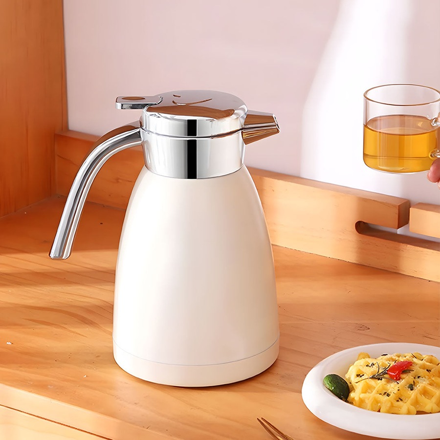 SOGA 2.2L Stainless Steel Water Bottle Insulated Vacuum Flask Coffee Jug Thermal White