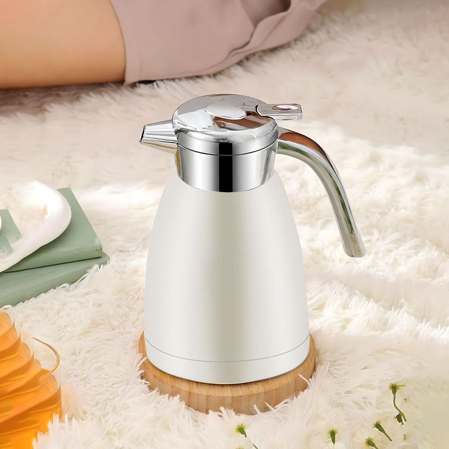 SOGA 2.2L Stainless Steel Water Bottle Insulated Vacuum Flask Coffee Jug Thermal White