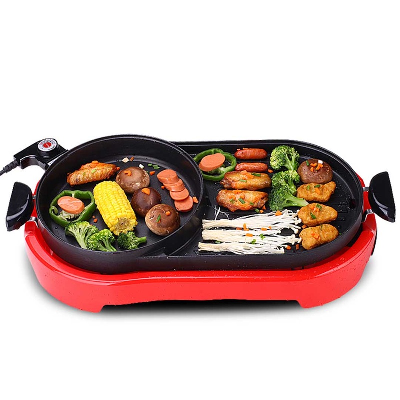 SOGA 2 in 1 BBQ Electric Pan Grill Teppanyaki Stainless Steel Hot Pot