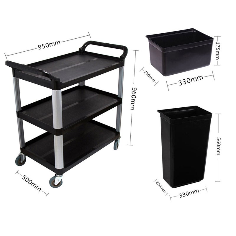 Buy SOGA 2x 3 Tier Food Trolley Food Waste Cart w/ 2 Bin Food Utility ...