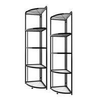 SOGA 2X 5 Tier Steel Triangular Corner Stand Multi-Functional Shelves Portable Storage Organizer