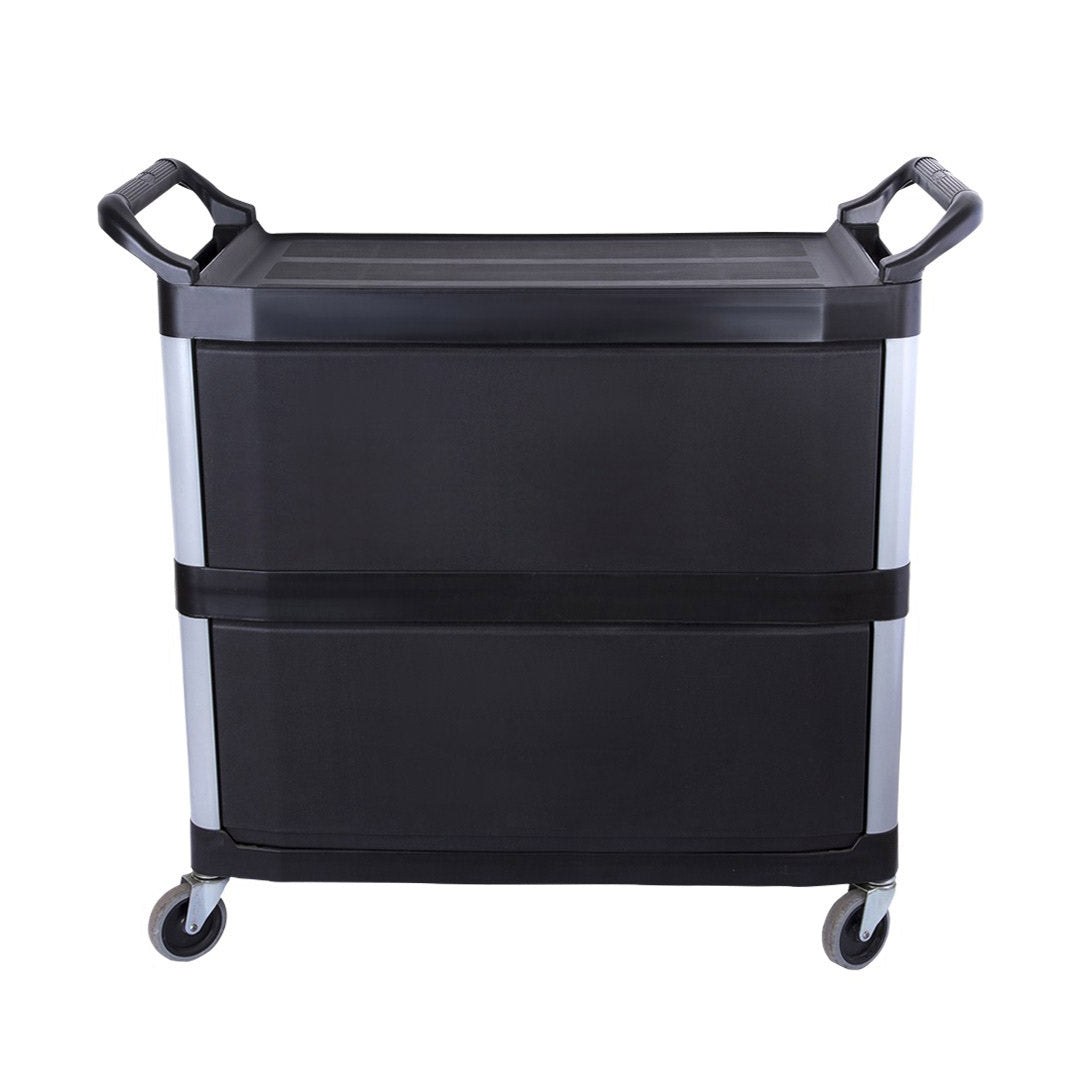 SOGA 3 Tier Covered Food Trolley Food Waste Cart Storage Mechanic