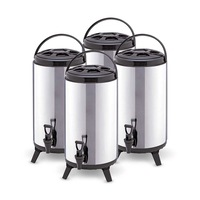 SOGA 4 x 8L Portable Insulated Cold/Heat Coffee Bubble Tea Pot Beer Barrel With Dispenser