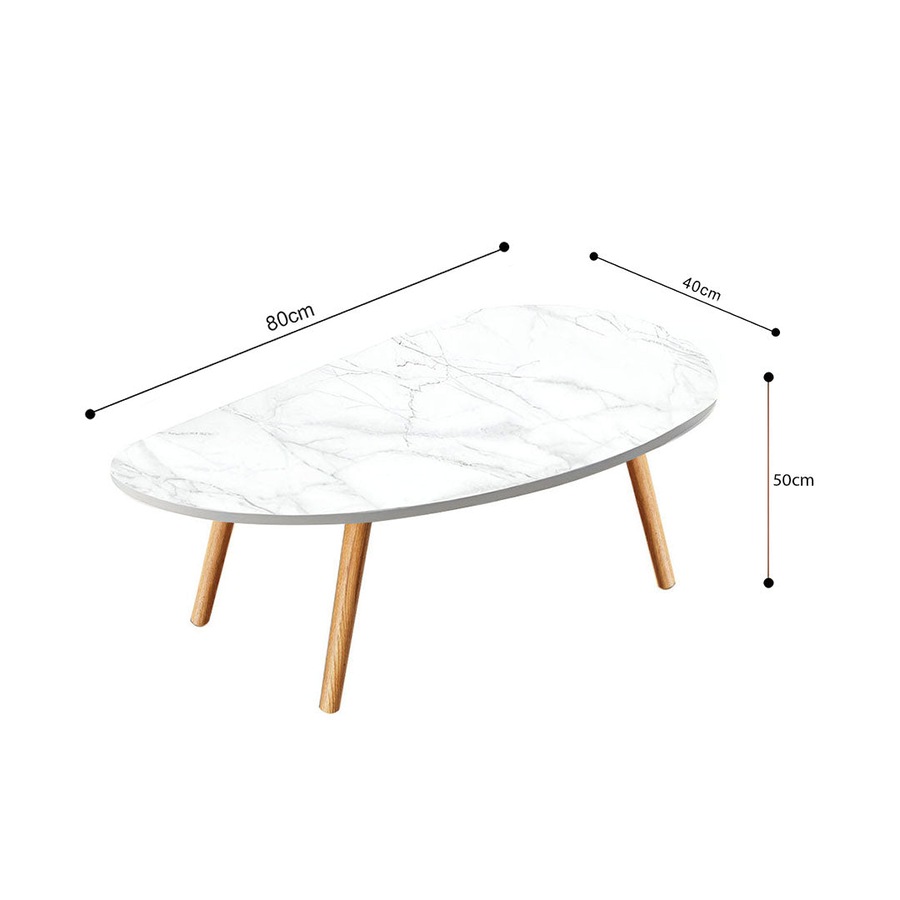 SOGA 80x40cm White Stone Pattern Living Room Nordic Coffee Table Modern Style