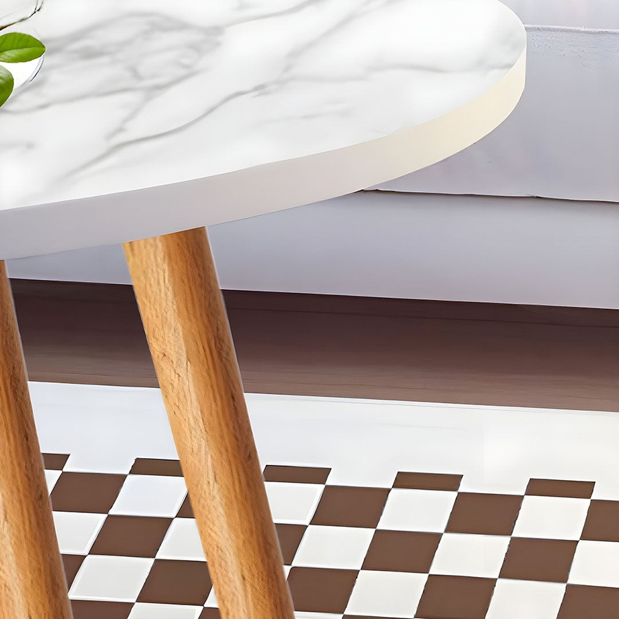 SOGA 80x40cm White Stone Pattern Living Room Nordic Coffee Table Modern Style