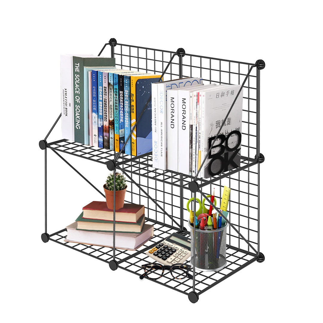 Buy SOGA Black Portable 4-Cube 2 Column Storage Organiser Foldable DIY ...