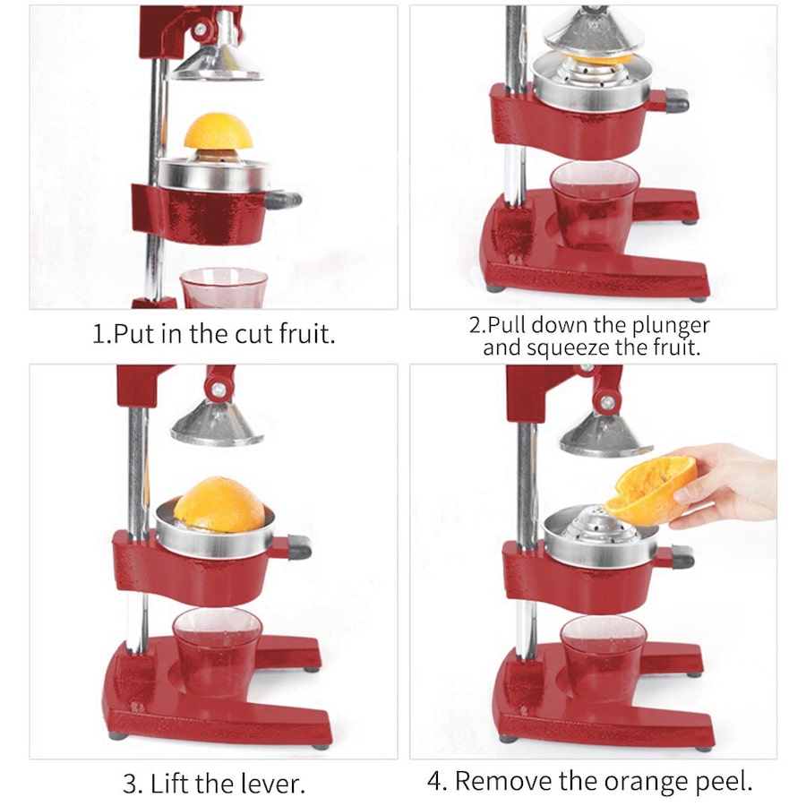 SOGA Commercial Manual Juicer Hand Press Extractor Squeezer Orange Citrus Red