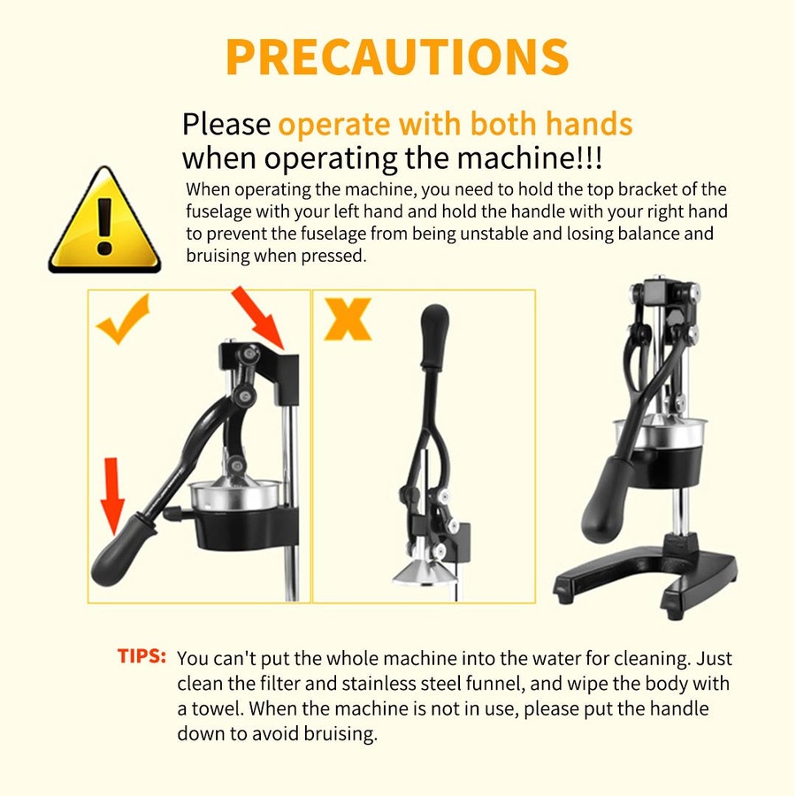 SOGA Commercial Manual Juicer Hand Press Extractor Squeezer Orange Citrus Red