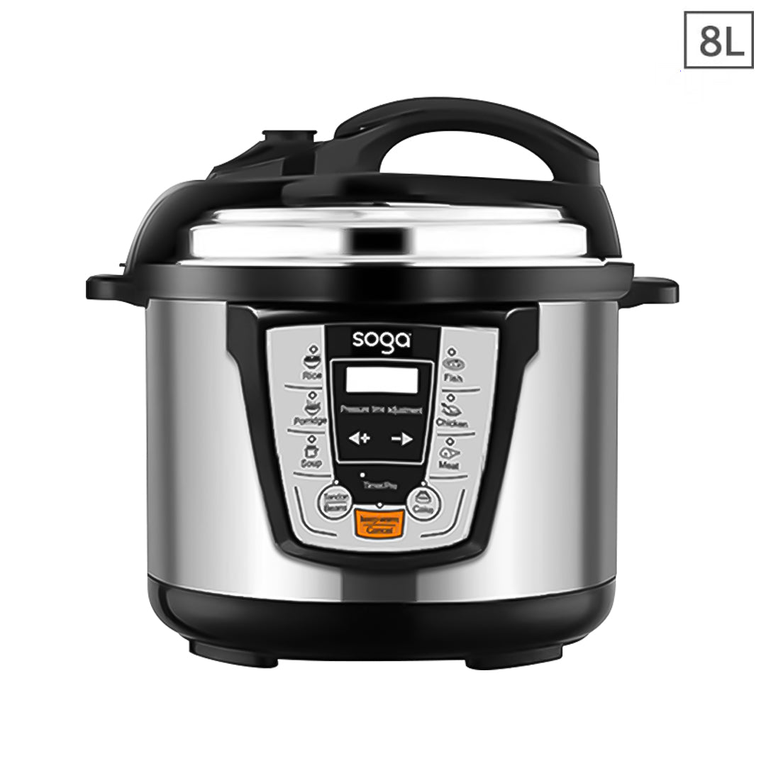 Buy SOGA Electric Stainless Steel Pressure Cooker 8L 1600W Multicooker 16 MyDeal