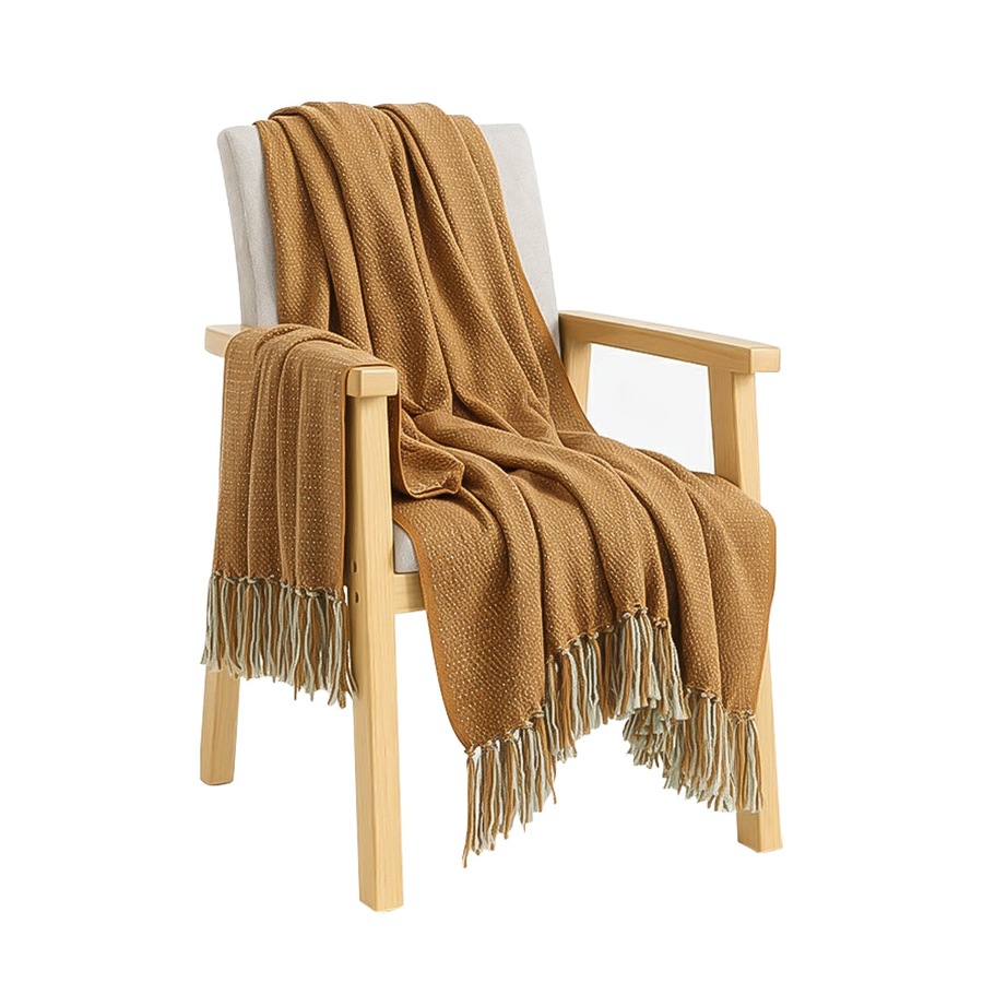 SOGA Mustard Yellow Throw Blanket 127x170cm Soft Acrylic