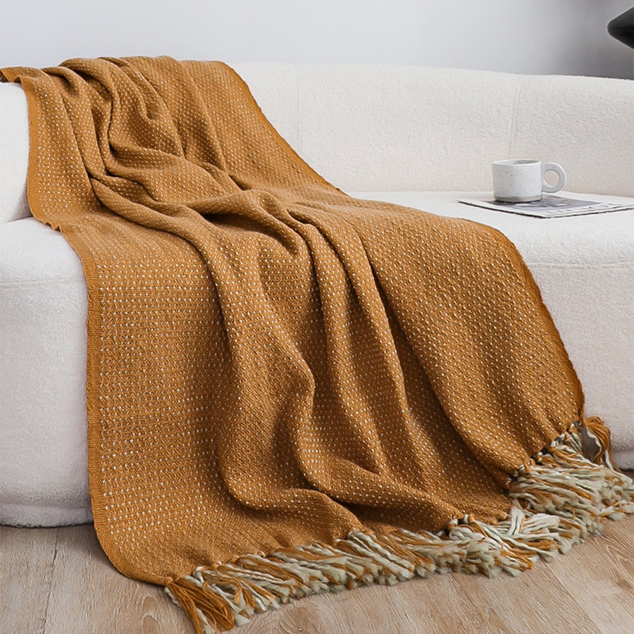 SOGA Mustard Yellow Throw Blanket 127x170cm Soft Acrylic