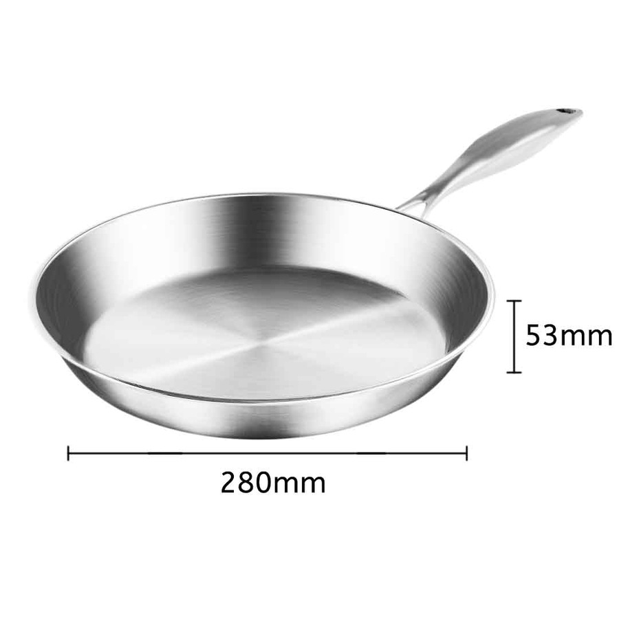 SOGA Stainless Steel Fry Pan 28cm Frying Pan Top Grade Induction Cooking FryPan