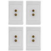 4 Pack - PRO2 1 way 2 Terminal Speaker Wall Plate/2X Banana Sockets/Suit Clipsal