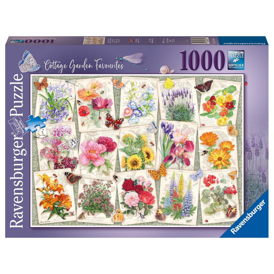 1000pc Ravensburger Cottage Garden Favourites Family Jigsaw Puzzle Set