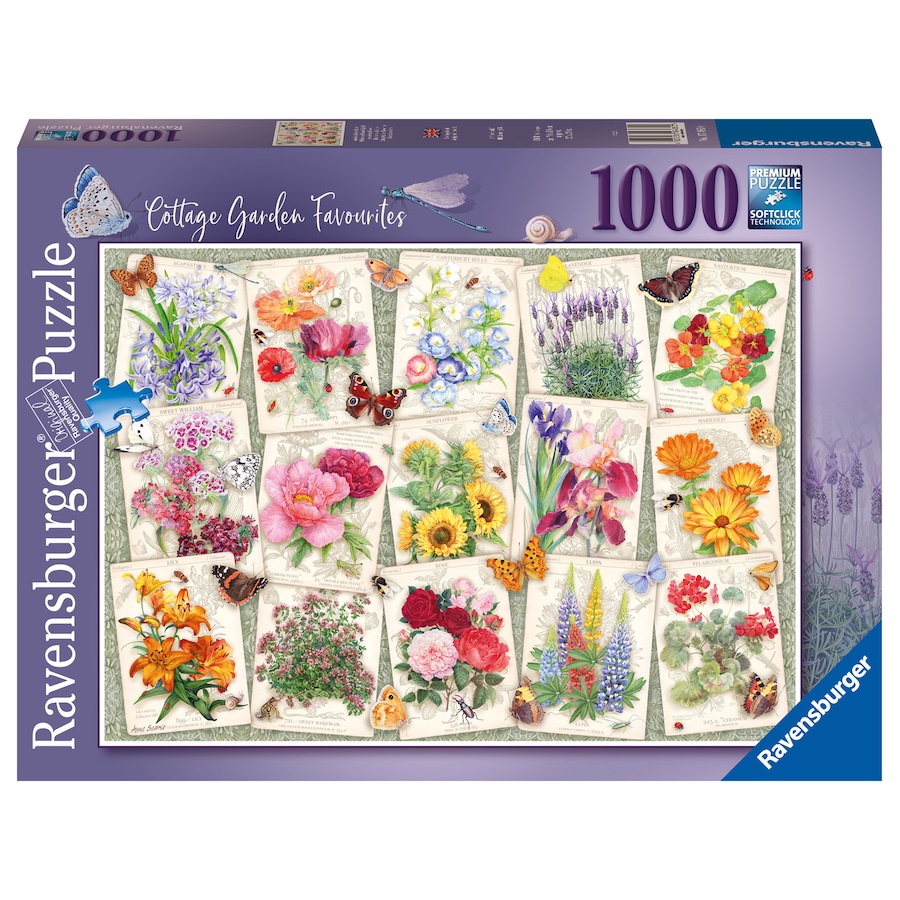 1000pc Ravensburger Cottage Garden Favourites Family Jigsaw Puzzle Set