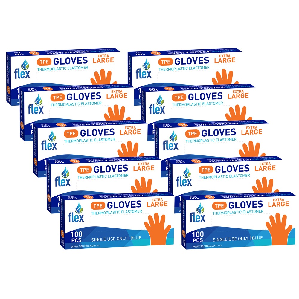 1000pc Saniflex TPE Disposable Gloves Blue Size XL Home Cleaning Work PPE Unbranded