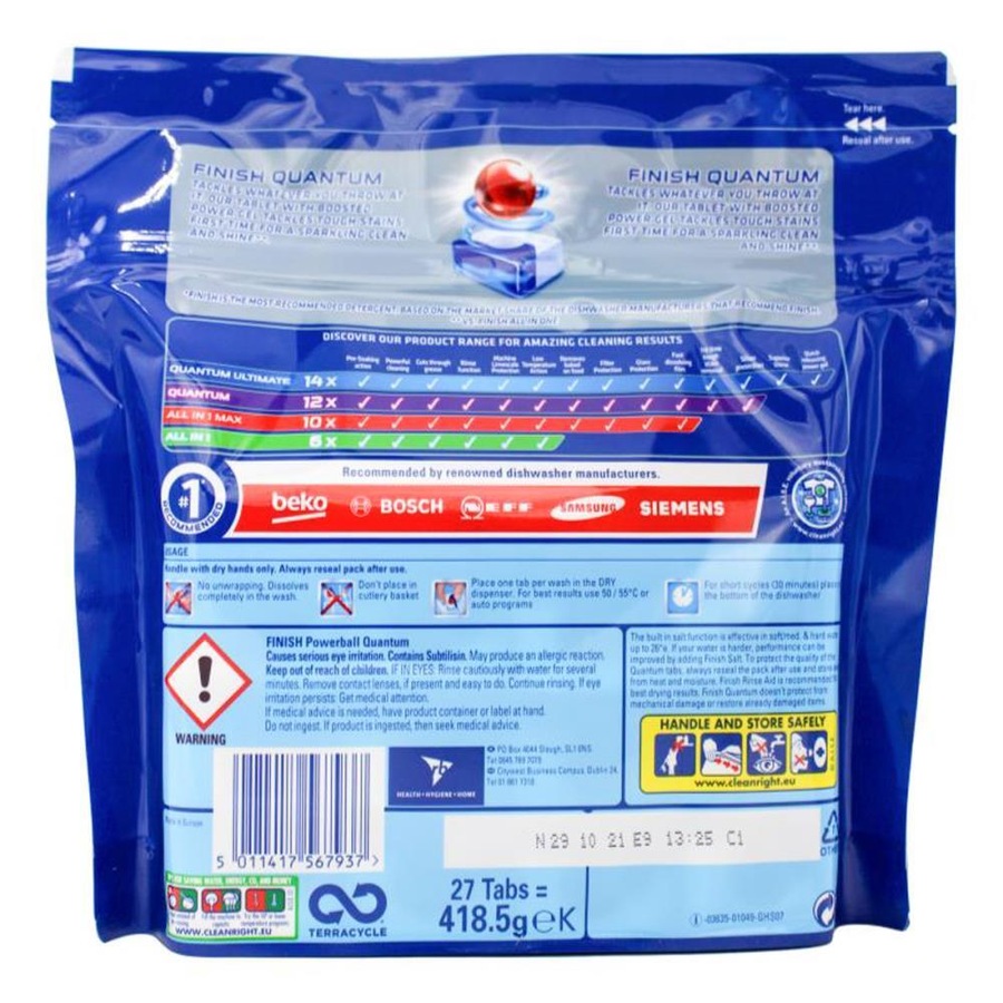 108pc Finish Powerball Quantum Dishwasher Capsules/Tablets Sparkling Clean