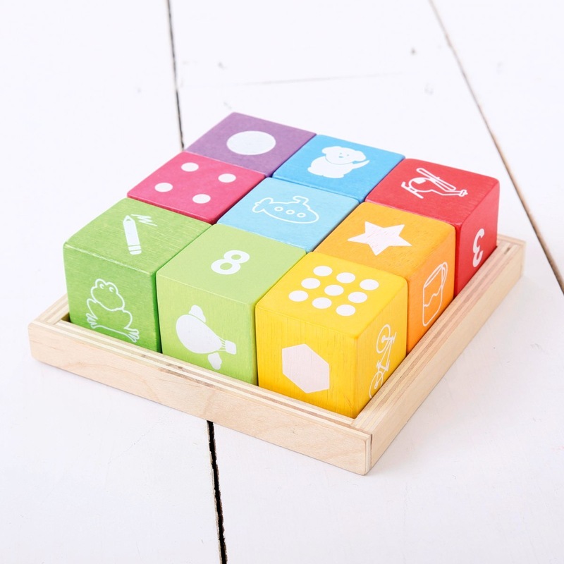 Buy 10pc Bigjigs Toys Picture Blocks Wooden Toy Kids Fun Sensory ...