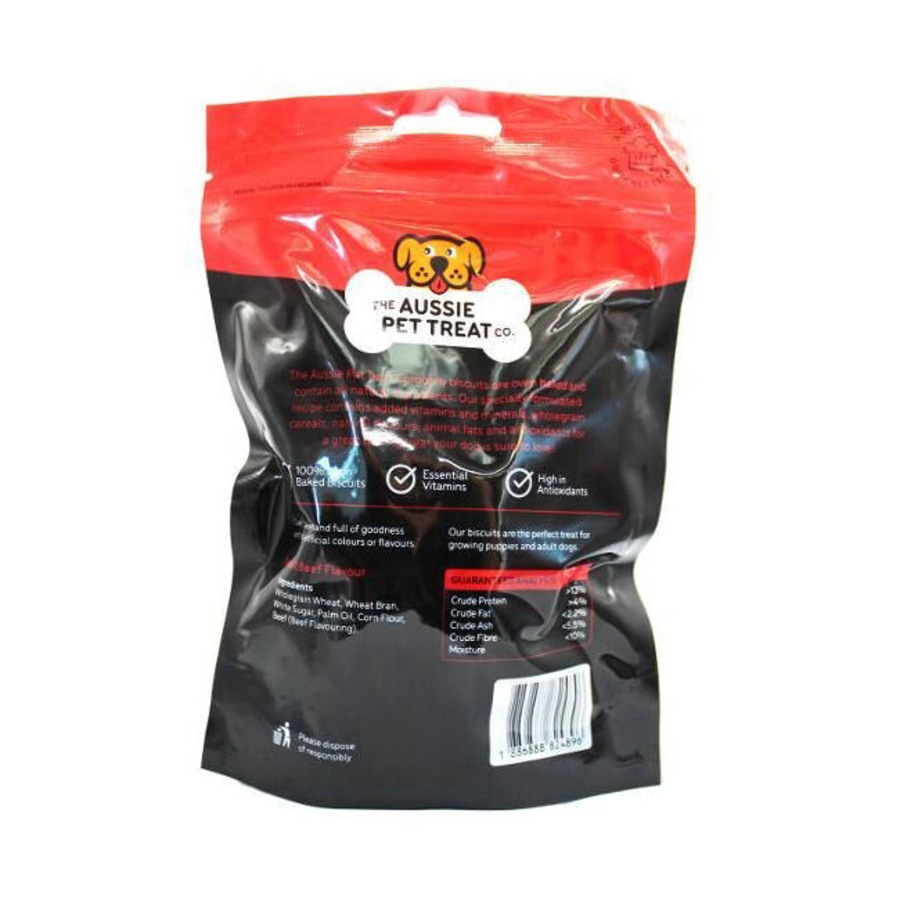 10PK The Aussie Pet Treat Co Dog Biscuit Roast Beef 150g Snack Oven Baked