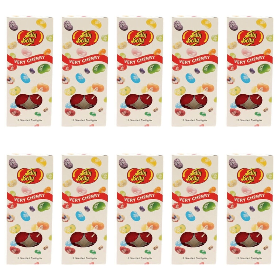 10x 10pc Jelly Belly Very Cherry Scented Tealight Candles Room Fragrance Red