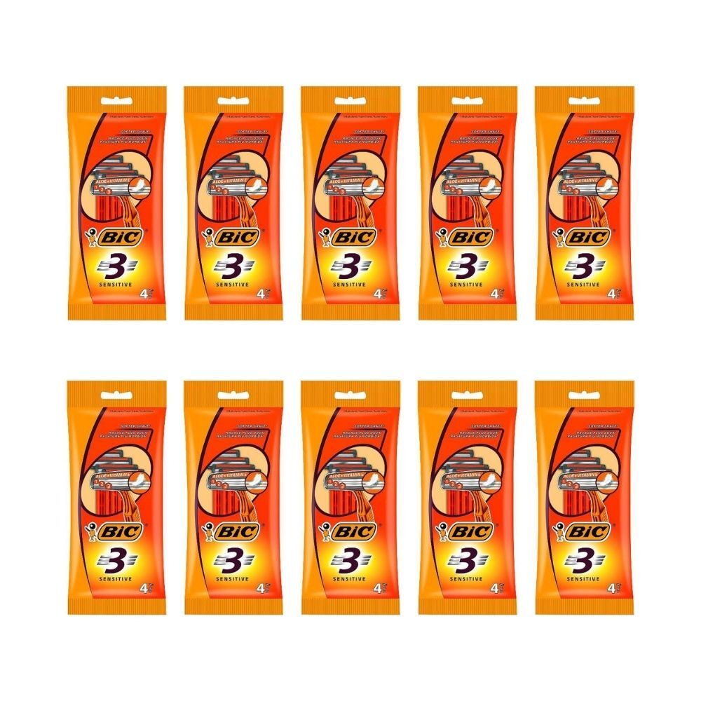 Buy 10x 4pc BIC 3 Sensitive 3-Blade Razor Shaver Men's Beard Grooming ...